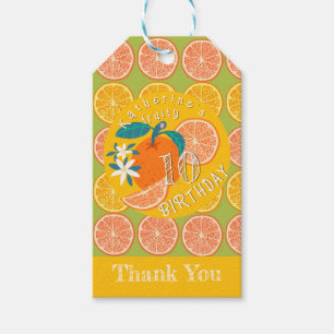Orange Fruity Birthday Green Gift Tags