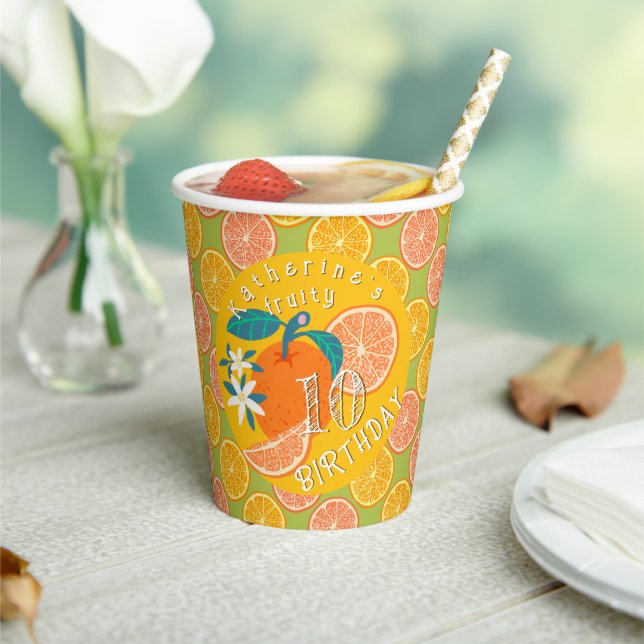 Orange Fruity Birthday  Paper Cups (Insitu)