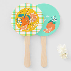 Orange Fruity Birthday Plaid Hand Fan