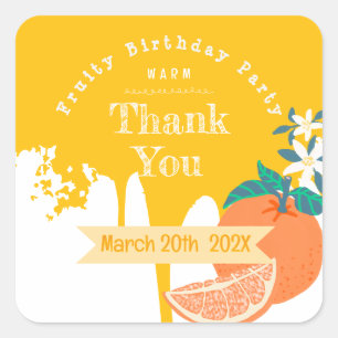 Orange Fruity Birthday Square Sticker