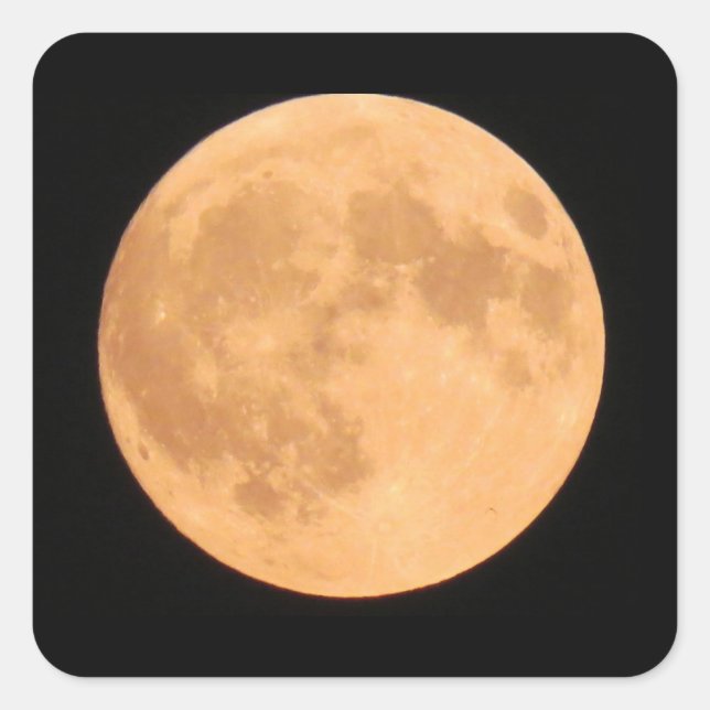 Orange full halloween moon  square sticker (Front)