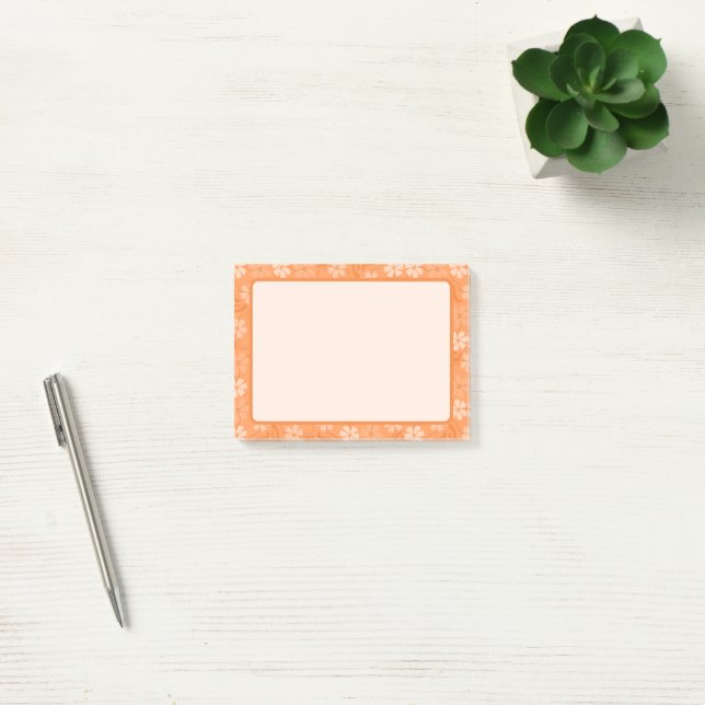 Orange Fun and Cheerful Post It Notes with Flowers (Office)