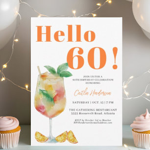  Orange Fun Drink 60th Birthday Invitation