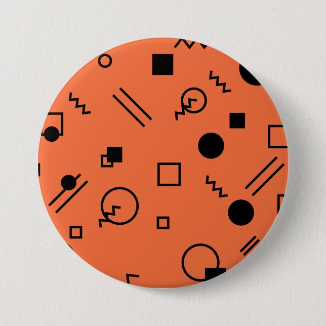 Orange, fun, trendy, geometric Memphis graphic 7.5 Cm Round Badge (Front)
