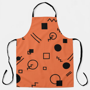 Orange, fun, trendy, geometric Memphis graphic Apron