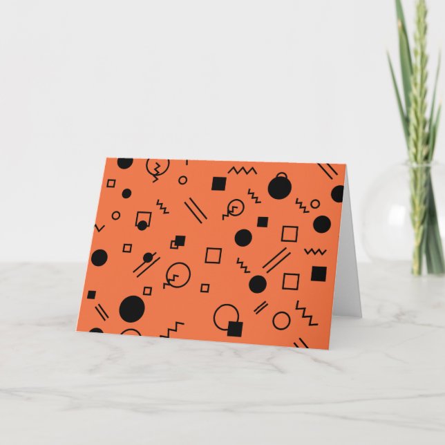 Orange, fun, trendy, geometric Memphis graphic Card (Front)