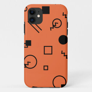 Orange, fun, trendy, geometric Memphis graphic iPhone 11 Case