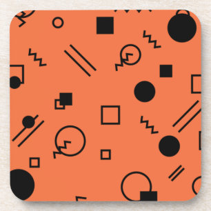 Orange, fun, trendy, geometric Memphis graphic Coaster