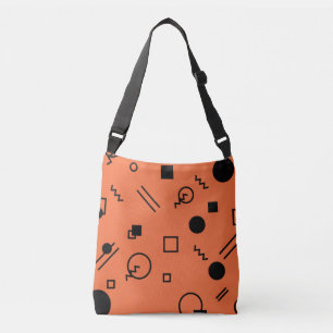 Orange, fun, trendy, geometric Memphis graphic Crossbody Bag