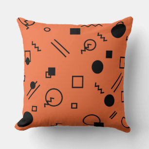 Orange, fun, trendy, geometric Memphis graphic Cushion