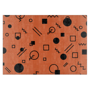 Orange, fun, trendy, geometric Memphis graphic Cutting Board