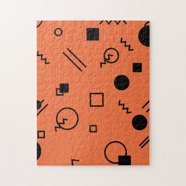 Orange, fun, trendy, geometric Memphis graphic Jigsaw Puzzle (Vertical)