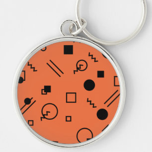 Orange, fun, trendy, geometric Memphis graphic Key Ring