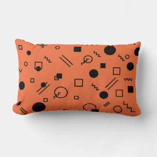 Orange, fun, trendy, geometric Memphis graphic Lumbar Cushion