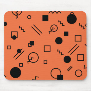 Orange, fun, trendy, geometric Memphis graphic Mouse Pad