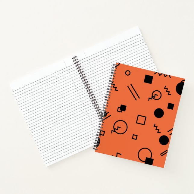 Orange, fun, trendy, geometric Memphis graphic Notebook (Inside)