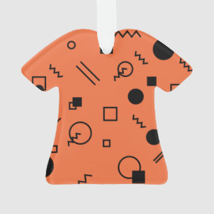 Orange, fun, trendy, geometric Memphis graphic Ornament