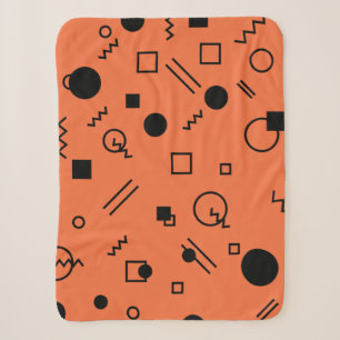 Orange, fun, trendy, geometric Memphis graphic Sherpa Blanket