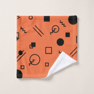 Orange, fun, trendy, geometric Memphis graphic Wash Cloth