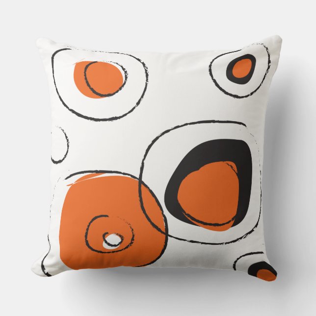 Orange FUNKY DOTS DESIGN Retro Throw Pillow (Front)