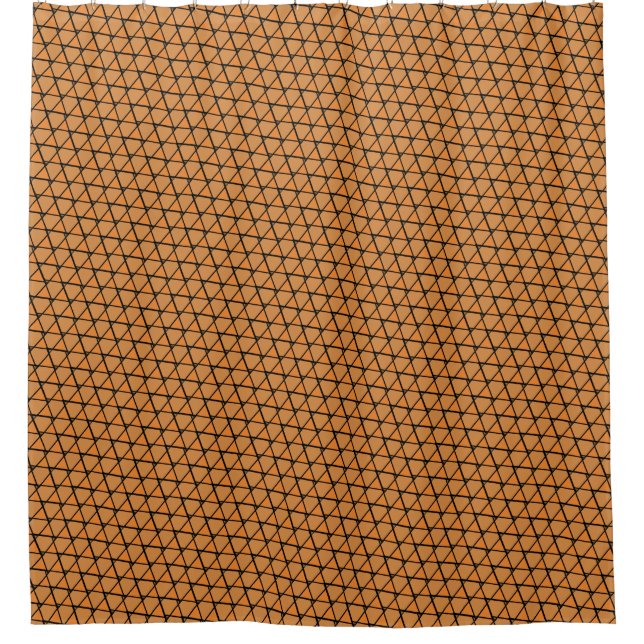 Orange Funky Triangles Shower Curtain (Front)