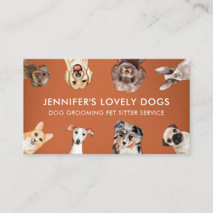 Orange Funny Small Size Dogs Pet Sitter Business Card