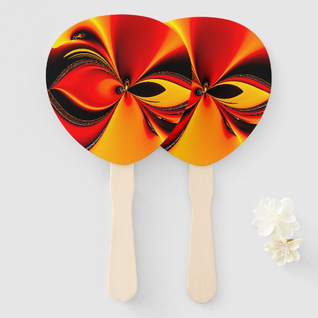 Orange Fury Fractal  Hand Fan (Front and Back)