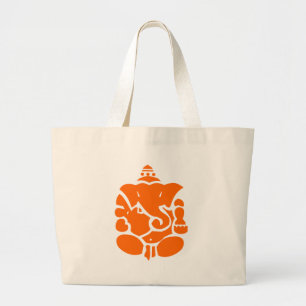 Orange Ganesha Illustration Large Tote Bag