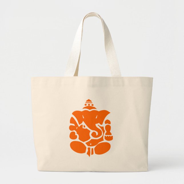 Orange Ganesha Illustration Large Tote Bag (Front)