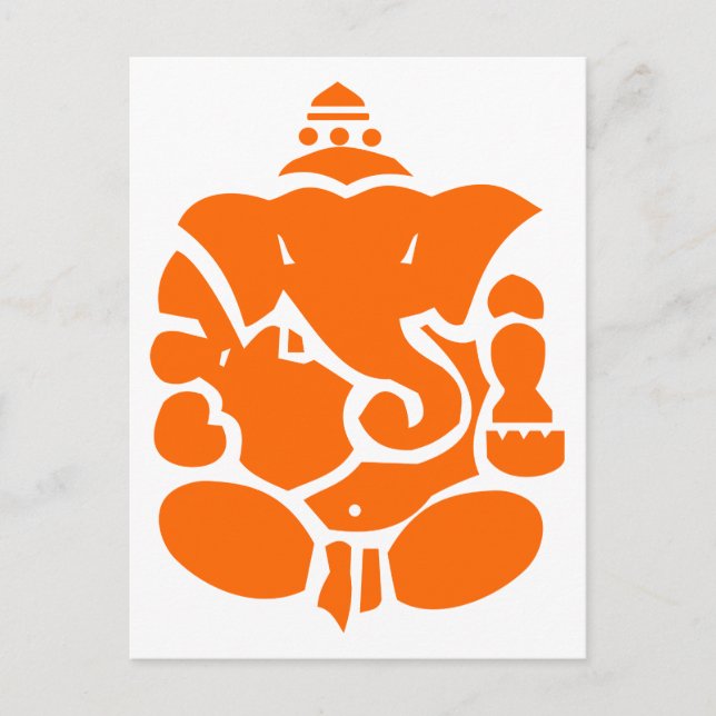 Orange Ganesha Illustration Postcard (Front)