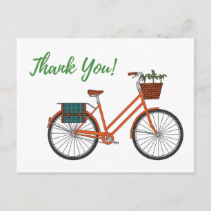 Orange Garden Bike Thank You Postcard
