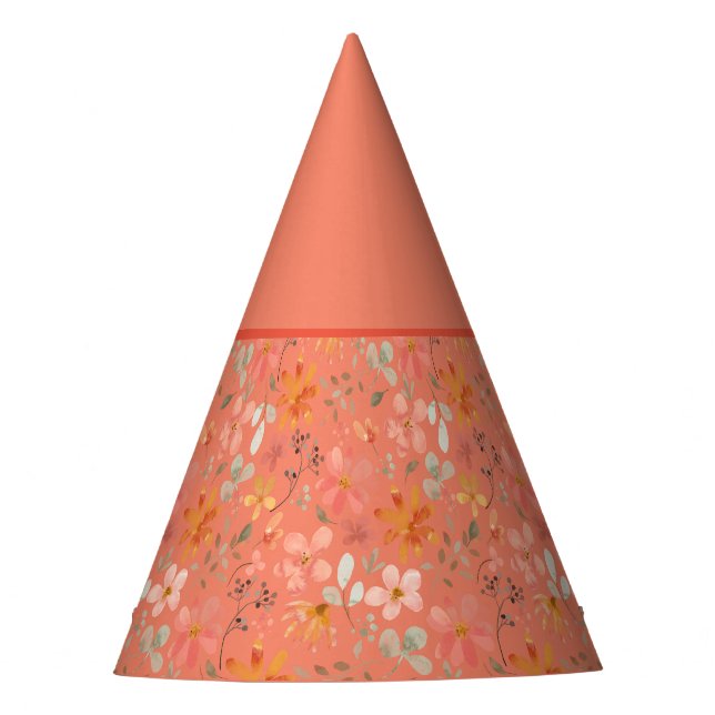 Orange garden thanksgiving pattern  party hat (Front)