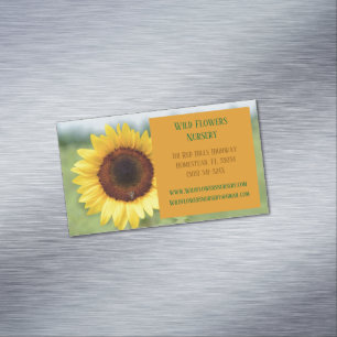 Orange Gardener Landscaper  Florist Sunflower Magnetic Business Card