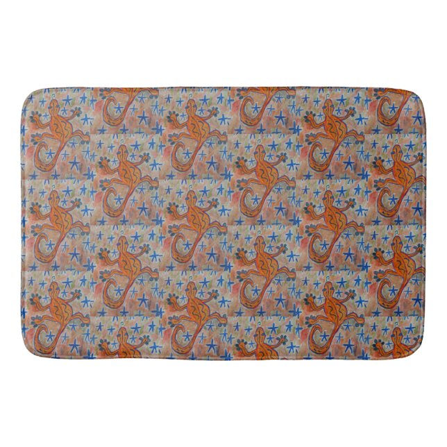 Orange Gecko  Bath Mat (Front)