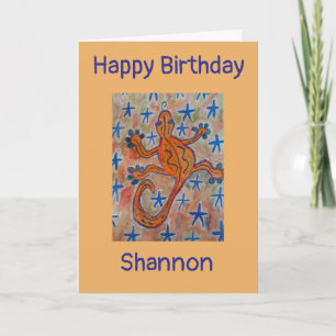 Orange Gecko Birthday Card