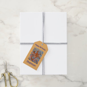Orange Gecko Birthday Gift Tag