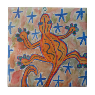 Orange Gecko Ceramic Tile