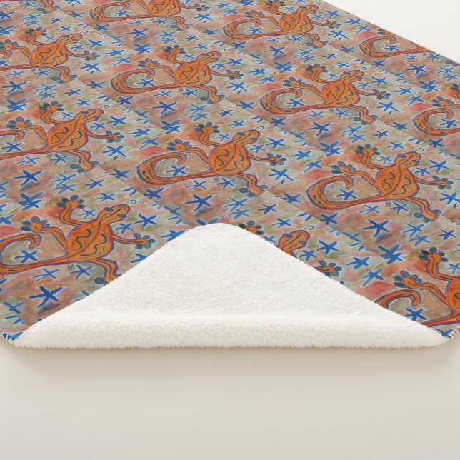 Orange Gecko  Sherpa Blanket (3/4)