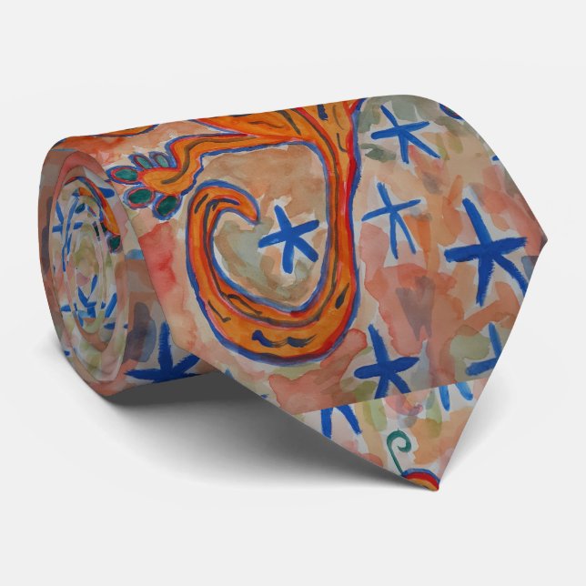 Orange Gecko Tie (Rolled)