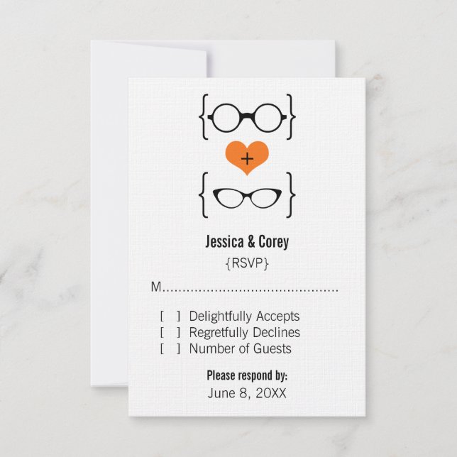 Orange Geeky Glasses Response Card (Front)