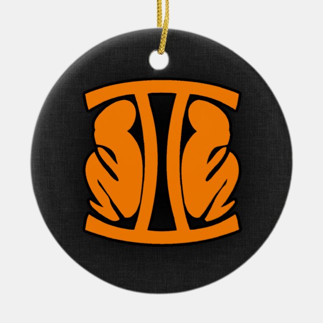 Orange Gemini Ceramic Ornament (Front)