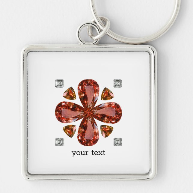 Orange Gemstone Diamond Art, Orange Key Ring (Front)