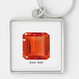 Orange Gemstone Pattern Key Ring