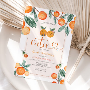 Orange Gender Reveal What will the little cutie be Invitation