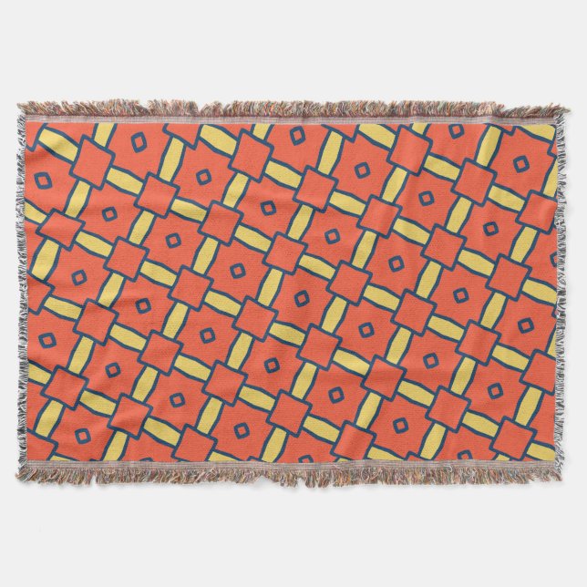 Orange Geometric Abstract Pattern Throw Blanket (Front)