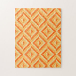 Orange Geometric Diamond Pattern Frustrating Jigsaw Puzzle