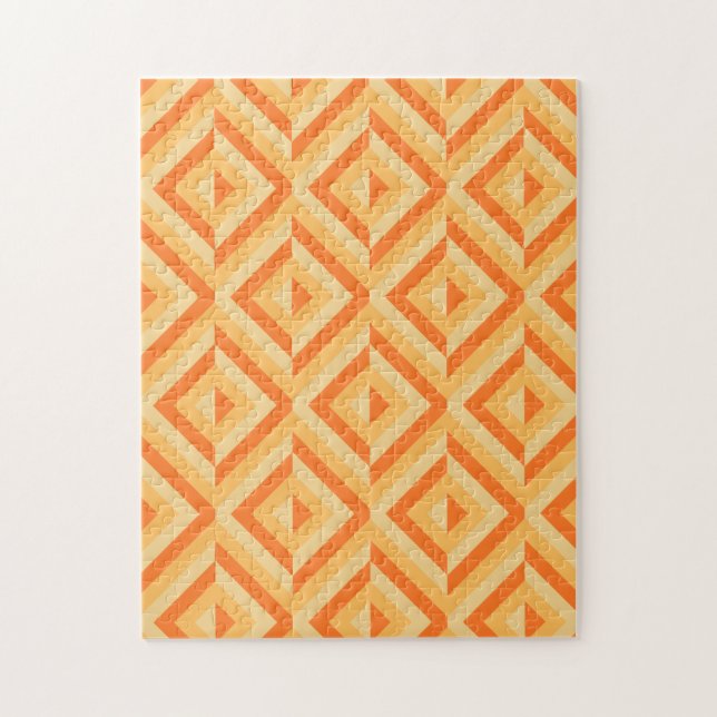 Orange Geometric Diamond Pattern Frustrating Jigsaw Puzzle (Vertical)