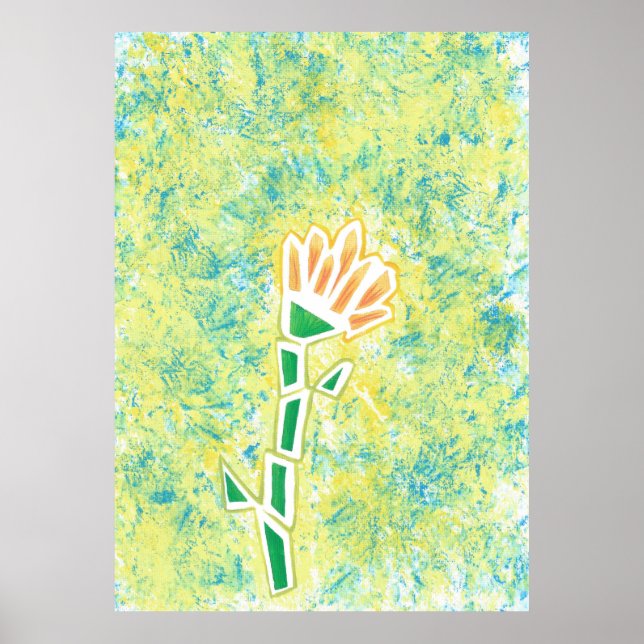 Orange Geometric Flower on Abstract Background Poster (Front)