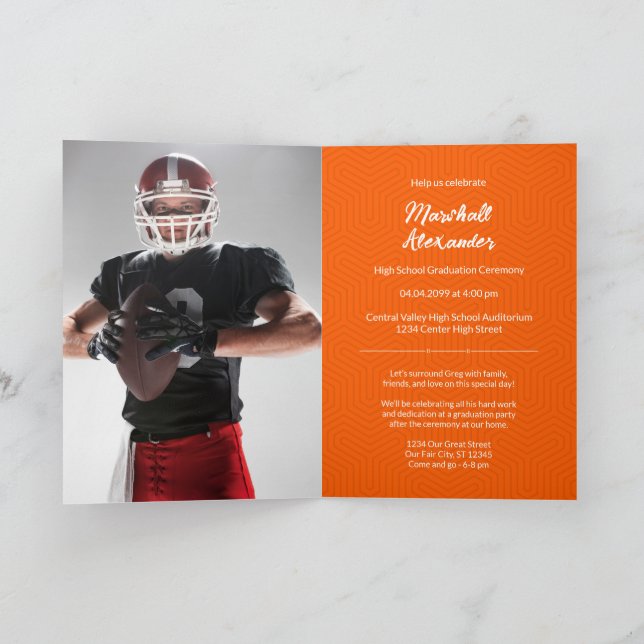 Orange Geometric Graduation Photo Invitation (Inside)