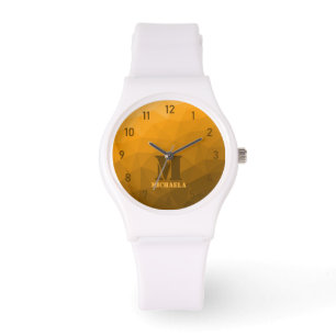 Orange geometric mesh pattern Monogram Watch